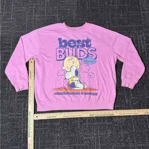 Charlie Brown and Snoopy Peanuts Pink Graphic Print Sweatshirt Size XXLarge XXL